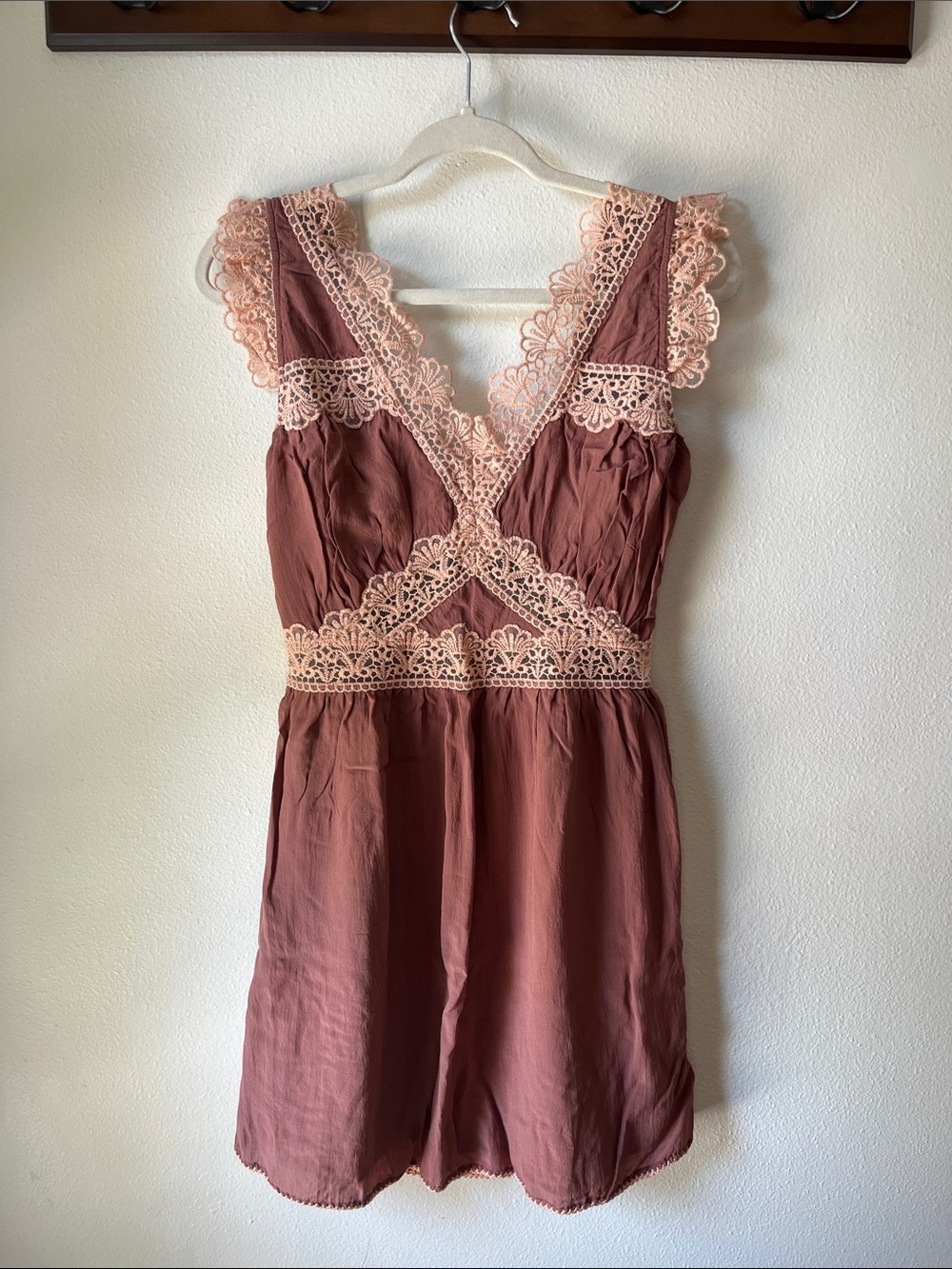 Chasing Unicorns 🩰🫧 Silk Crepe Lace Inserts Bias Cut Slip Dress sz S